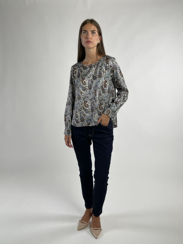 Camicia manica lunga Emme - avorio blu