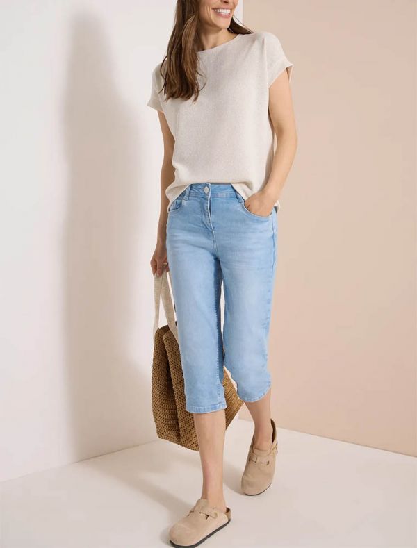 Jeans capri aderenti. chiusura con zi... - light blue
