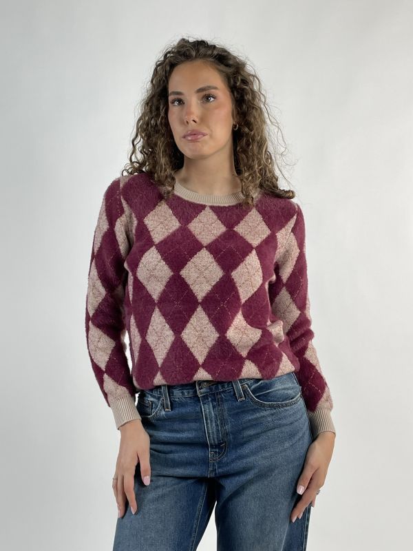 Pullover manica lunga Griffai - beige bordeaux