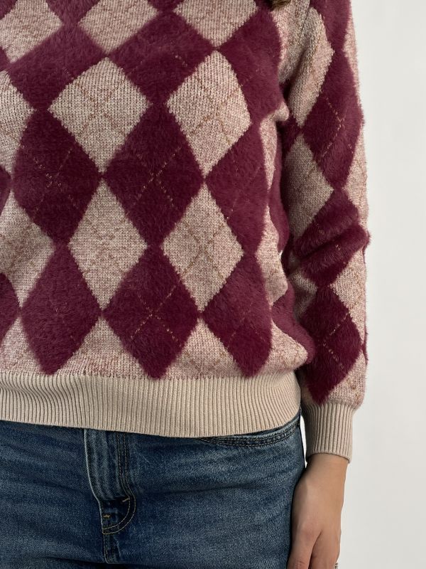 Pullover manica lunga Griffai - beige bordeaux