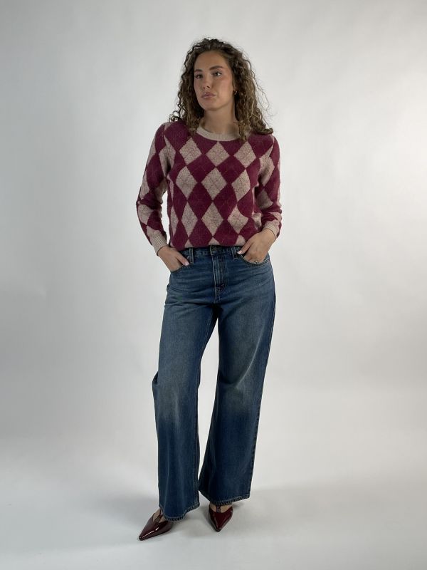 Pullover manica lunga Griffai - beige bordeaux
