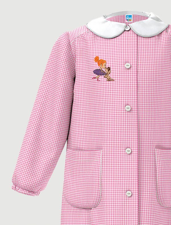 Grembiule asilo Siggi - bianco rosa