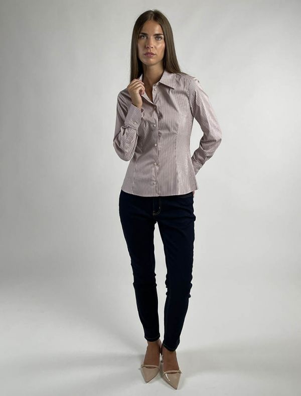 Camicia manica lunga Pennyblack - bianco rosa