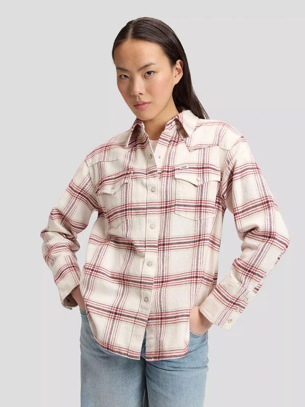 Camicia manica lunga Lee - bianco rosso