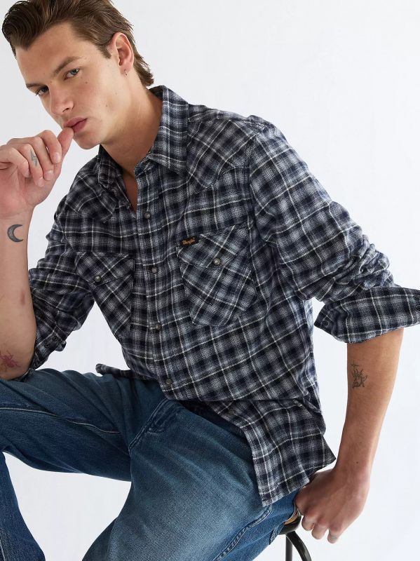 Camicia manica lunga casual Wrangler - deep blue