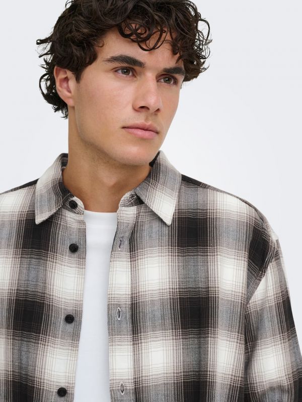 Camicia manica lunga casual Only & Sons - coffe