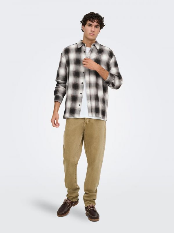 Camicia manica lunga casual Only & Sons - coffe