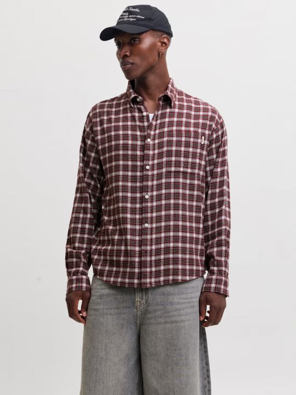 Camicia manica lunga flanella Jack & Jones - cioccolato