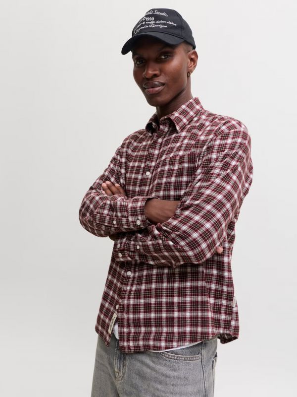 Camicia manica lunga flanella Jack & Jones - cioccolato