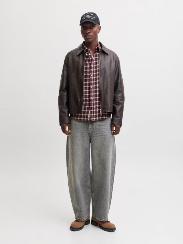 Camicia manica lunga flanella Jack & Jones - cioccolato