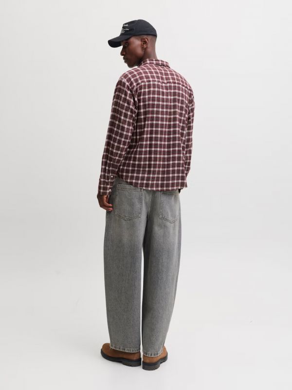 Camicia manica lunga flanella Jack & Jones - cioccolato