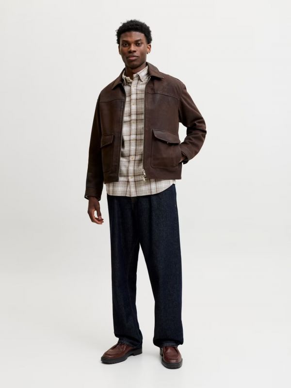 Camicia manica lunga flanella Jack & Jones - taupe