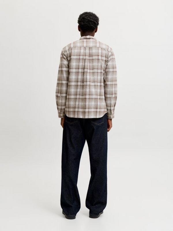 Camicia manica lunga flanella Jack & Jones - taupe