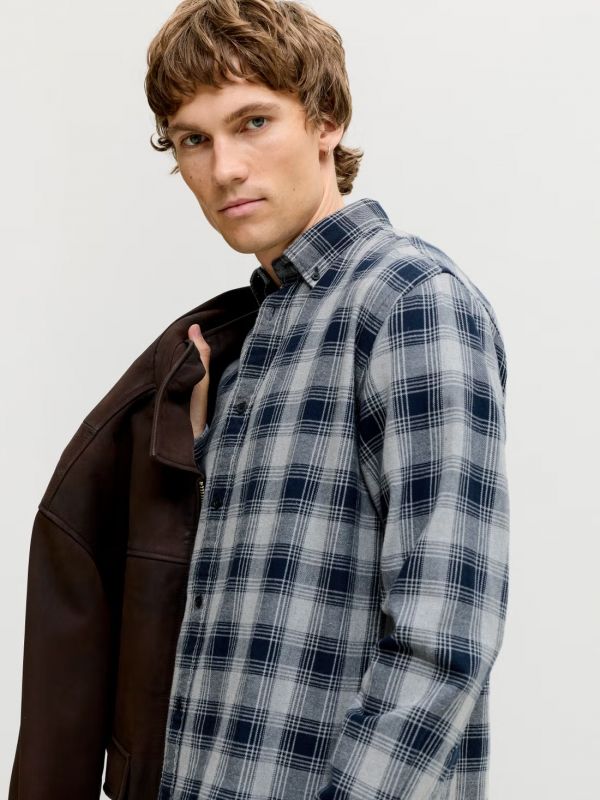 Camicia manica lunga flanella Jack & Jones - dark navy