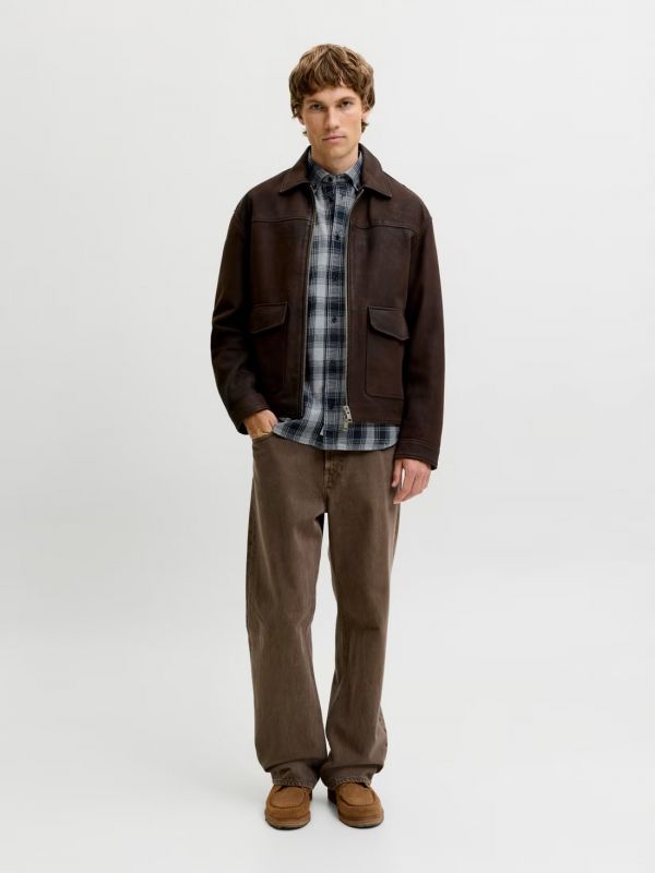 Camicia manica lunga flanella Jack & Jones - dark navy