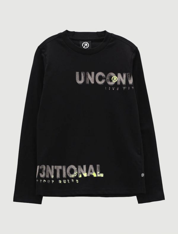 T-shirt manica lunga sportiva Uncoventional - nero