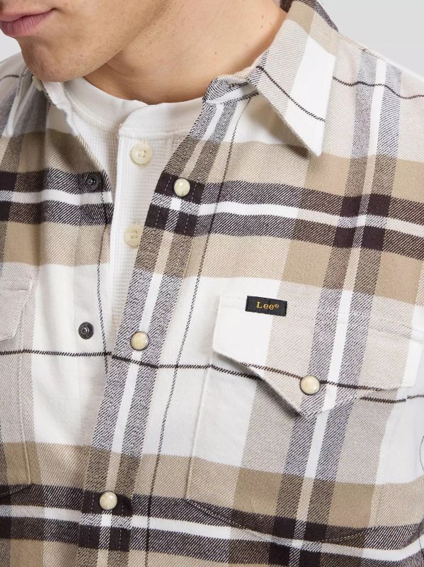 Camicia manica lunga flanella Lee - cioccolato