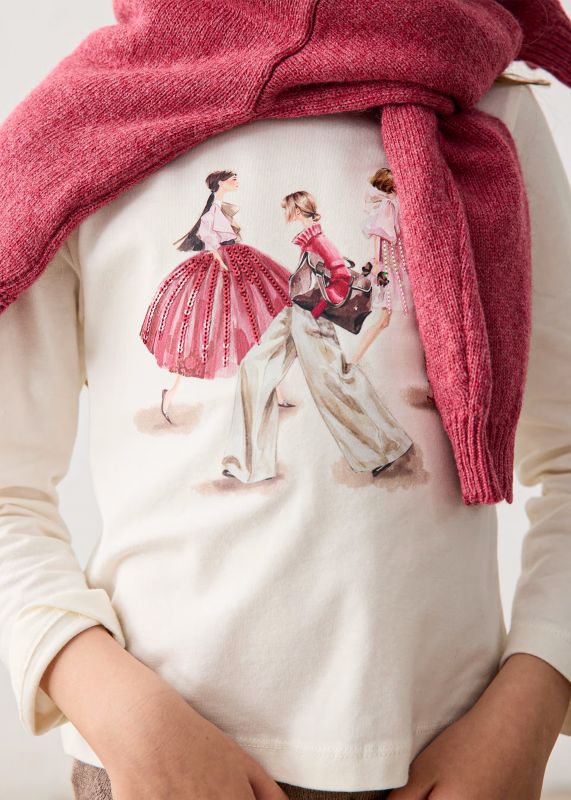 T-shirt manica lunga Mayoral - panna rosa