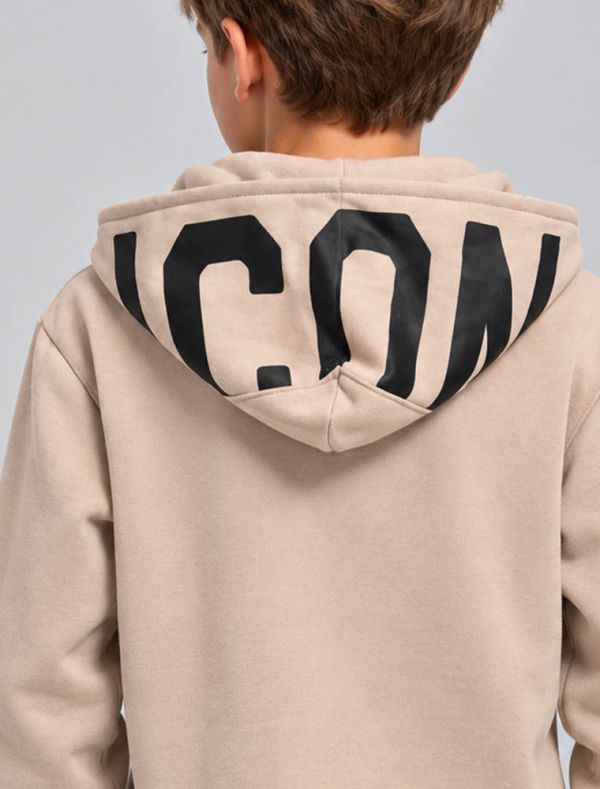 Maglia in felpa cappuccio Icon - sabbia