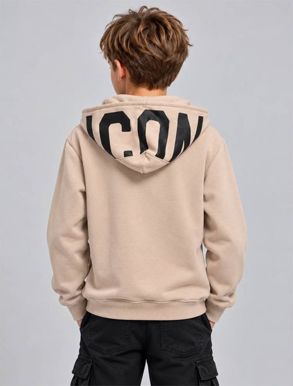 Maglia in felpa cappuccio Icon - sabbia