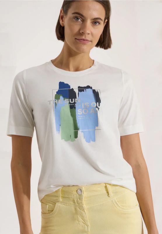 T-shirt manica corta curvy Cecil - vaniglia
