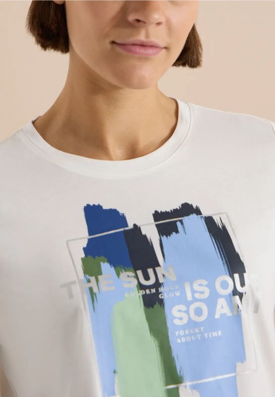 T-shirt manica corta curvy Cecil - vaniglia
