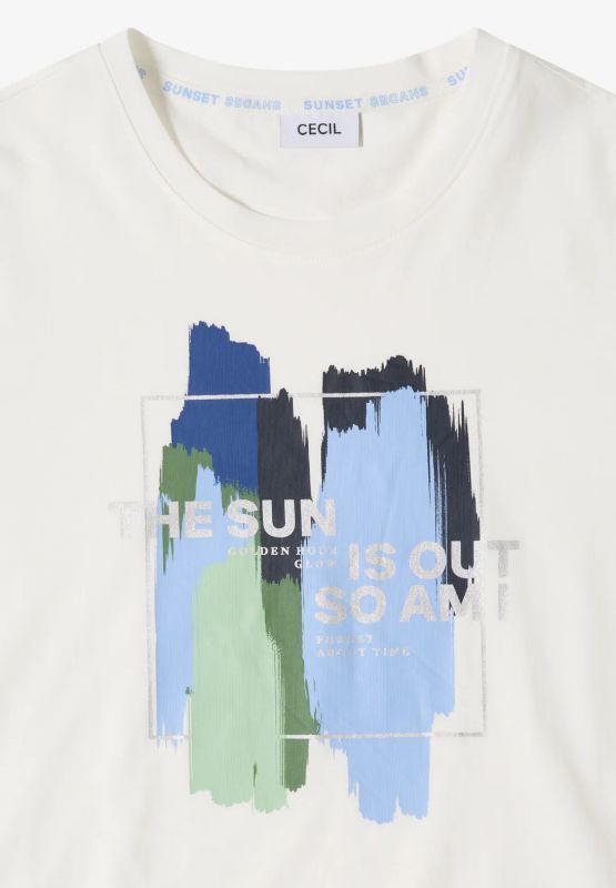 T-shirt manica corta curvy Cecil - vaniglia