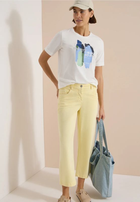 T-shirt manica corta curvy Cecil - vaniglia