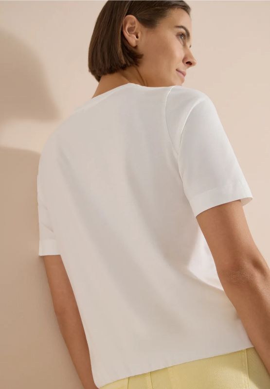 T-shirt manica corta curvy Cecil - vaniglia