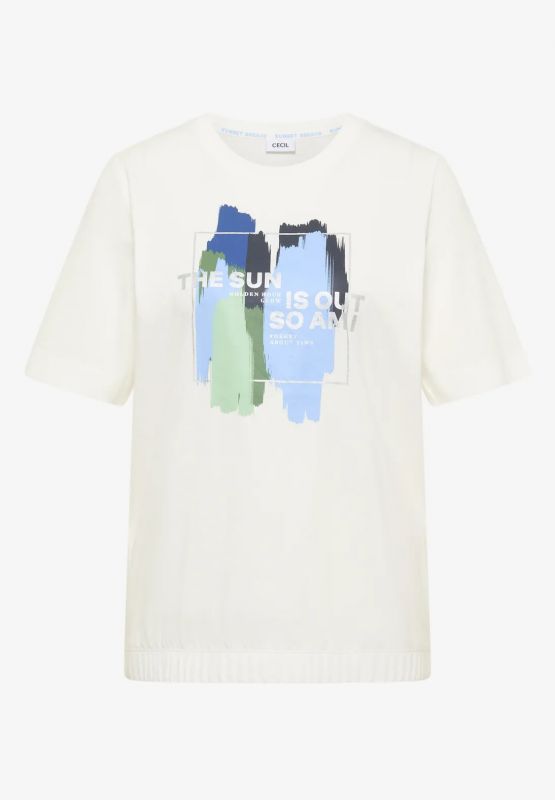 T-shirt manica corta curvy Cecil - vaniglia