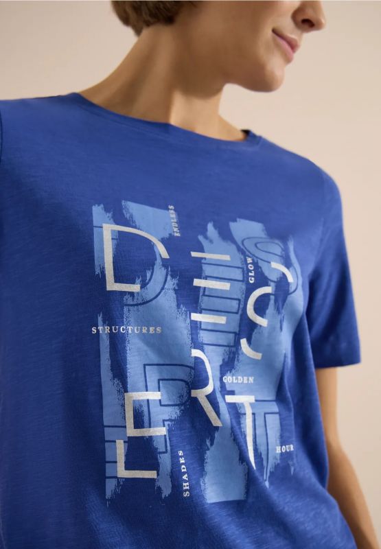 T-shirt manica corta curvy Cecil - bluette