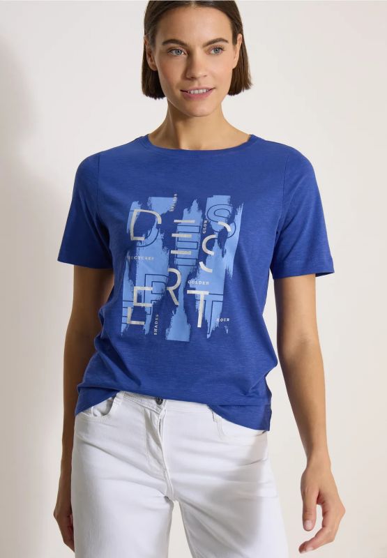 T-shirt manica corta curvy Cecil - bluette