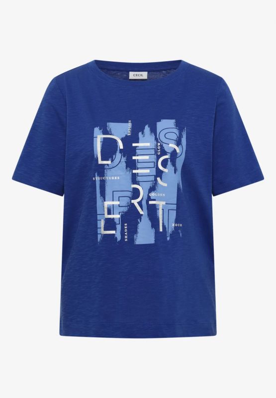 T-shirt manica corta curvy Cecil - bluette