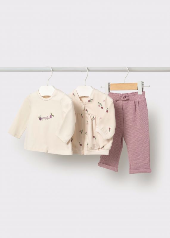 Completo 3 pezzi Newborn - malva