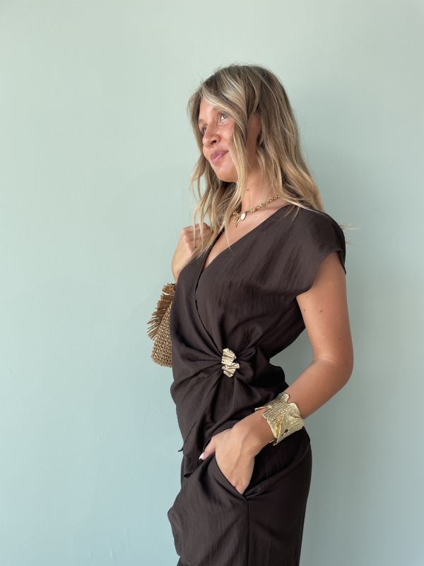 Camicia manica corta Rinascimento - cioccolato