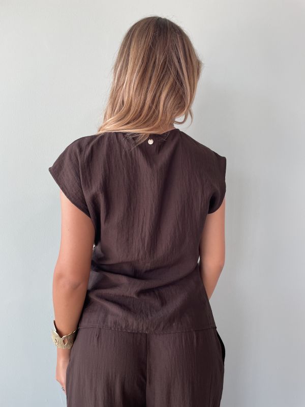Camicia manica corta Rinascimento - cioccolato