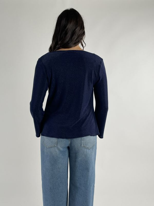 Maglia manica lunga curvy Rinascimento Curvy - blu navy
