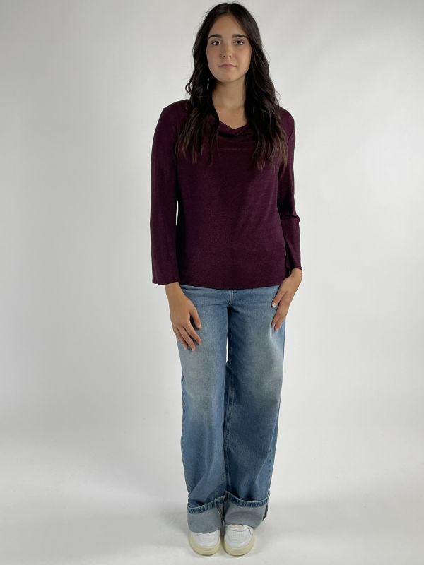 Maglia manica lunga curvy Rinascimento Curvy - bordeaux