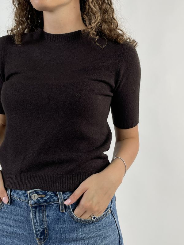 Maglia manica corta Knit - San Babila - cioccolato