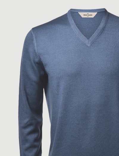 Pullover manica lunga Gran Sasso - blu melange