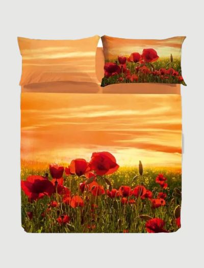 Completo lenzuola 2 piazze Caleffi - papavero