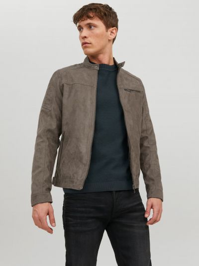 Giubbino ecopelle Jack & Jones - tortora
