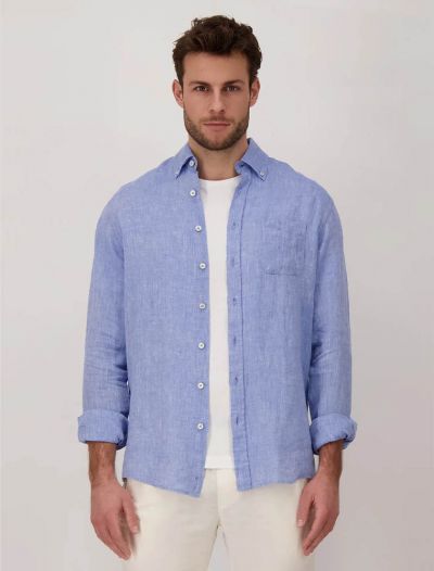 Camicia manica lunga lino Fynch-hatton - azzurro