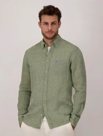 Camicia manica lunga lino Fynch-hatton - salvia