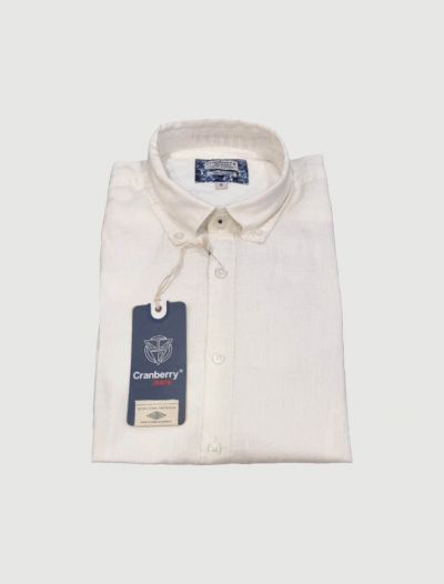 Camicia manica lunga lino Cranberry - bianco