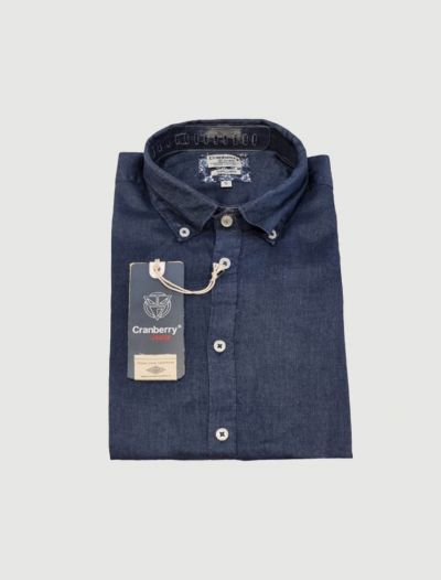 Camicia manica lunga lino Cranberry - blu