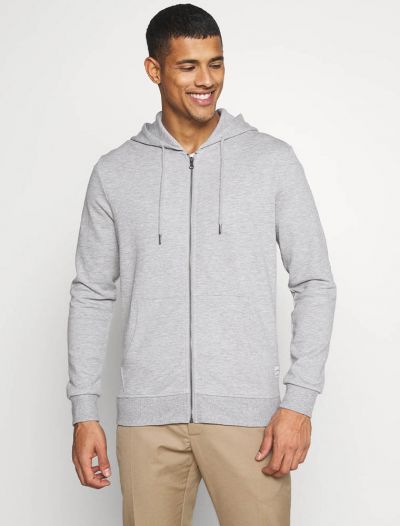 Maglia in felpa zip cappuccio Jack & Jones - light grey melange