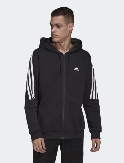 Felpa sportiva aperta Adidas - black