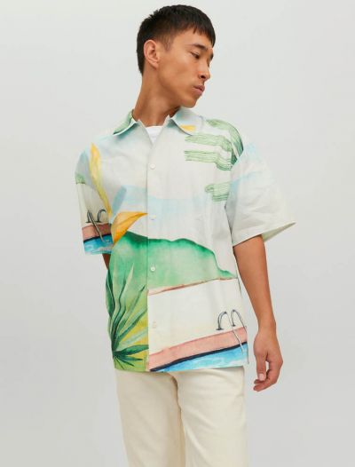 Camicia manica corta casual Jack & Jones - sky
