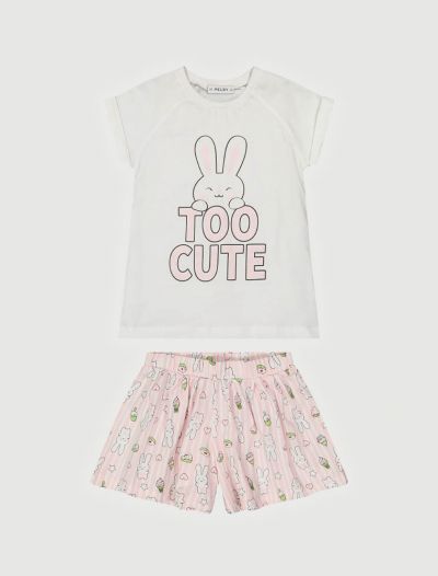 Pigiama corto Melby - bianco rosa